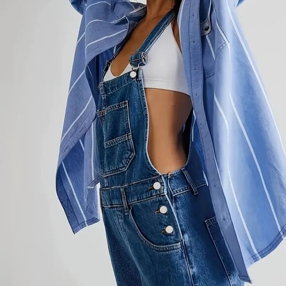 Royal Blue Utility Overall Jumpsuit - Picture 5 of 5